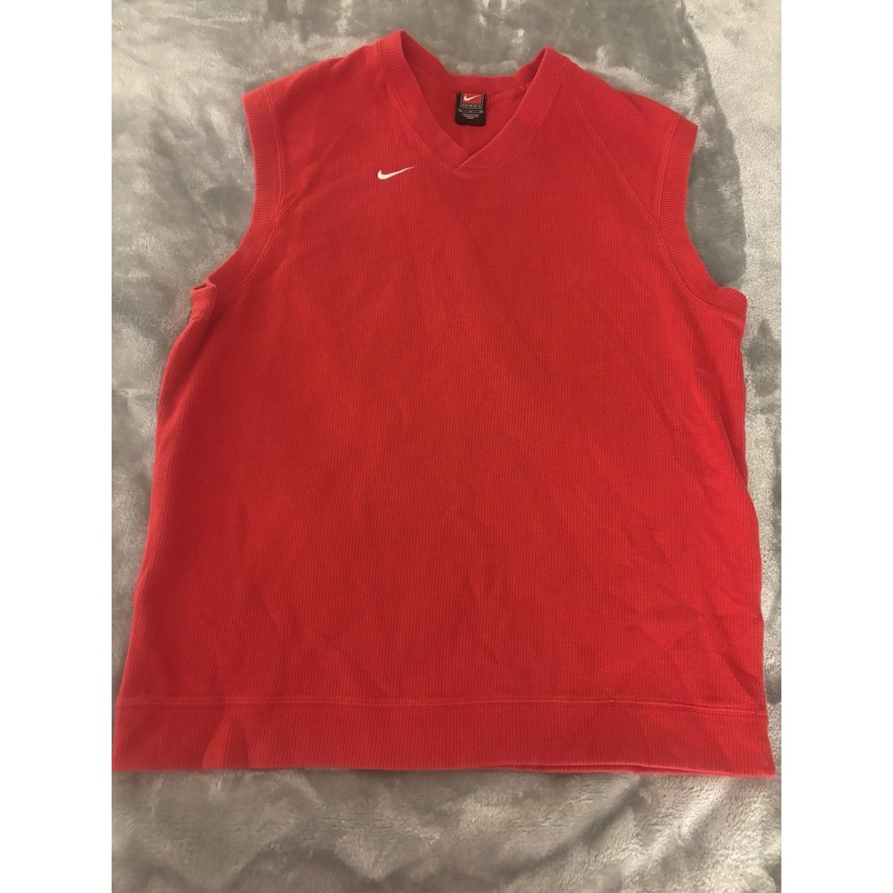VTG Nike Sweater Vest Vintage Men's Y2K Red Golf Football Faded Sleeveless Lg - Picture 1 of 8
